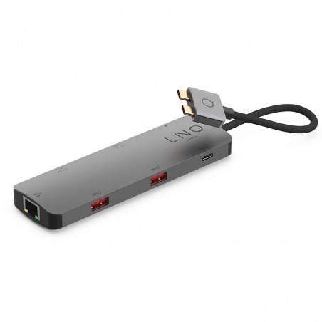 Hub LINQ 7w1 PRO LQ48011 (USB-C, USB−C PD, 2xUSB-A, 2xHDMI, RJ45)