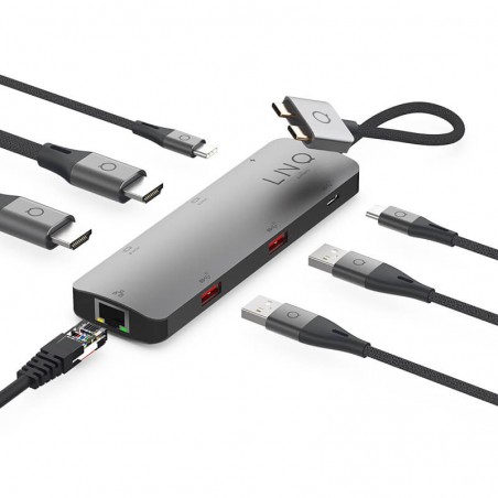 Hub LINQ 7w1 PRO LQ48011 (USB-C, USB−C PD, 2xUSB-A, 2xHDMI, RJ45)