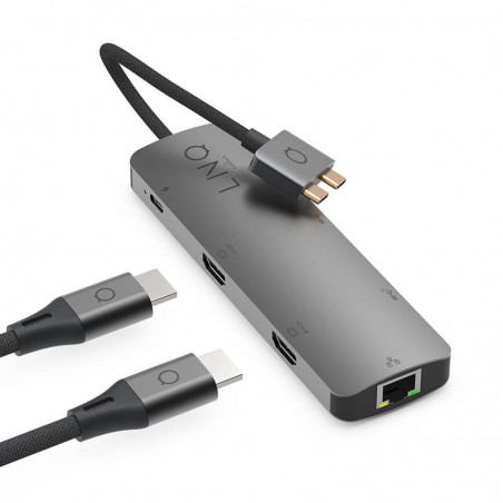 Hub LINQ 7w1 PRO LQ48011 (USB-C, USB−C PD, 2xUSB-A, 2xHDMI, RJ45)