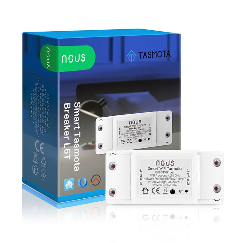Inteligentny przekaźnik łącznikowy NOUS L6T WiFi Tasmota Inteligentny przekaźnik łącznikowy NOUS L6T WiFi Tasmota