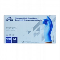 Rękawiczki nitrylowe INTCO (rozmiar M, 100 sztuk)