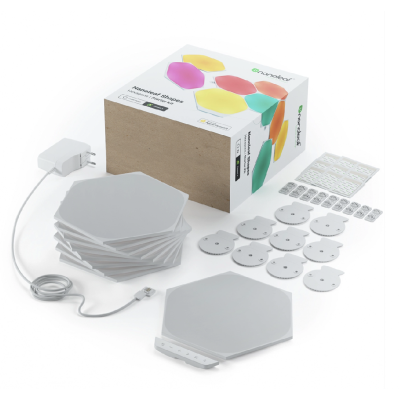 Panele świetlne Nanoleaf Shapes Hexagons Starter Kit - (9 paneli, 1 kontroler) Panele świetlne Nanoleaf Shapes Hexagons Starter Kit - (9 paneli, 1 kontroler)