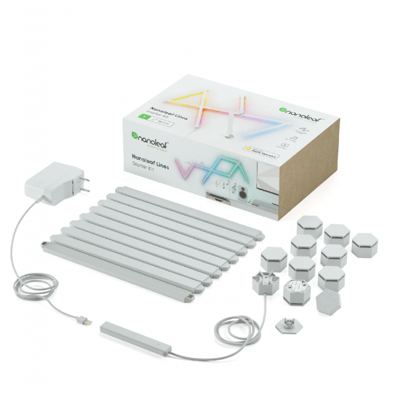 Nanoleaf Lines 60 degrees Starter Kit - listwy świetlne 60 stopni (9 sztuk, 1 kontroler) Nanoleaf Lines 60 degrees Starter Kit - listwy świetlne 60 stopni (9 sztuk, 1 kontroler)