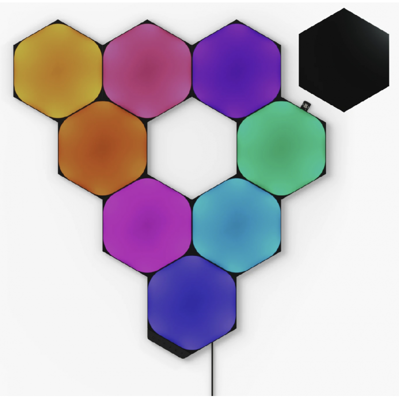 Nanoleaf Shapes Hexagons Starter Kit - panele świetlne (9 paneli, 1 kontroler) (black) Nanoleaf Shapes Hexagons Starter Kit - panele świetlne (9 paneli, 1 kontroler) (black)