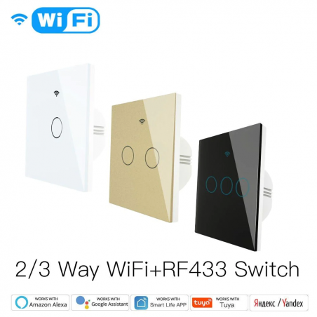 TUYA 2 Gang Switch Black WiFi+RF L+N TUYA WRS-EU2-BK