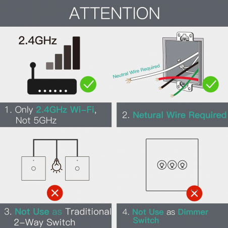 TUYA 2 Gang Switch Black WiFi+RF L+N TUYA WRS-EU2-BK