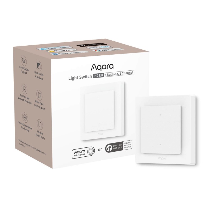 Przełącznik Aqara Light Switch H2 EU (2 przyciski, 1 kanał) Przełącznik Aqara Light Switch H2 EU (2 przyciski, 1 kanał)