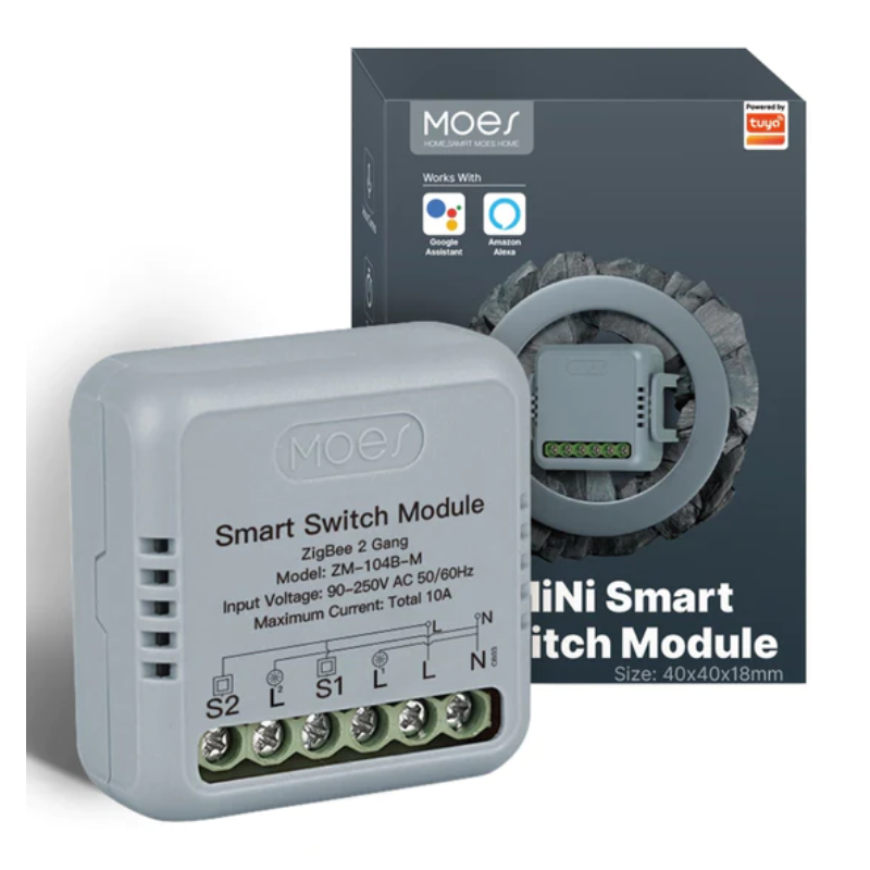 Przekaznik dopuszkowy podwójny Mini Zigbee Moes MS-104BZM TUYA TUYA MS-104BZM Przekaznik dopuszkowy podwójny Mini Zigbee Moes MS-104BZM TUYA TUYA MS-104BZM