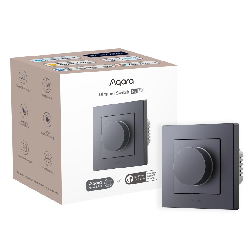 Ściemniacz światła z pokrętłem Aqara Dimmer Switch H2 Szary (Zigbee, Thread) Ściemniacz światła z pokrętłem Aqara Dimmer Switch H2 Szary (Zigbee, Thread)