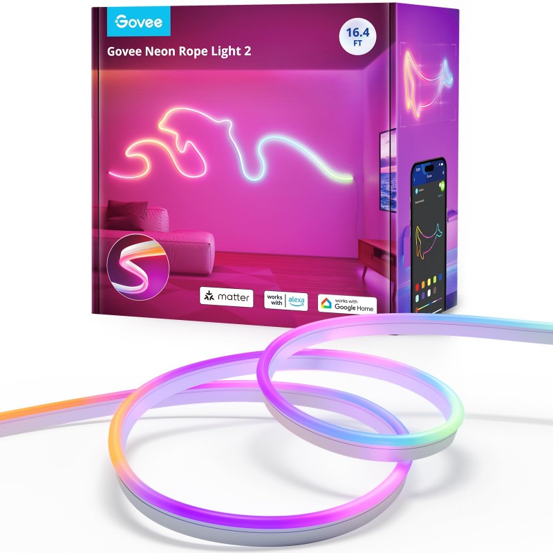 Govee H61D5 Neon Lights 2 5m | Oświetlenie LED | Matter, HomeKit, Google, Alexa, SmartThings Govee H61D5 Neon Lights 2 5m | Oświetlenie LED | Matter, HomeKit, Google, Alexa, SmartThings