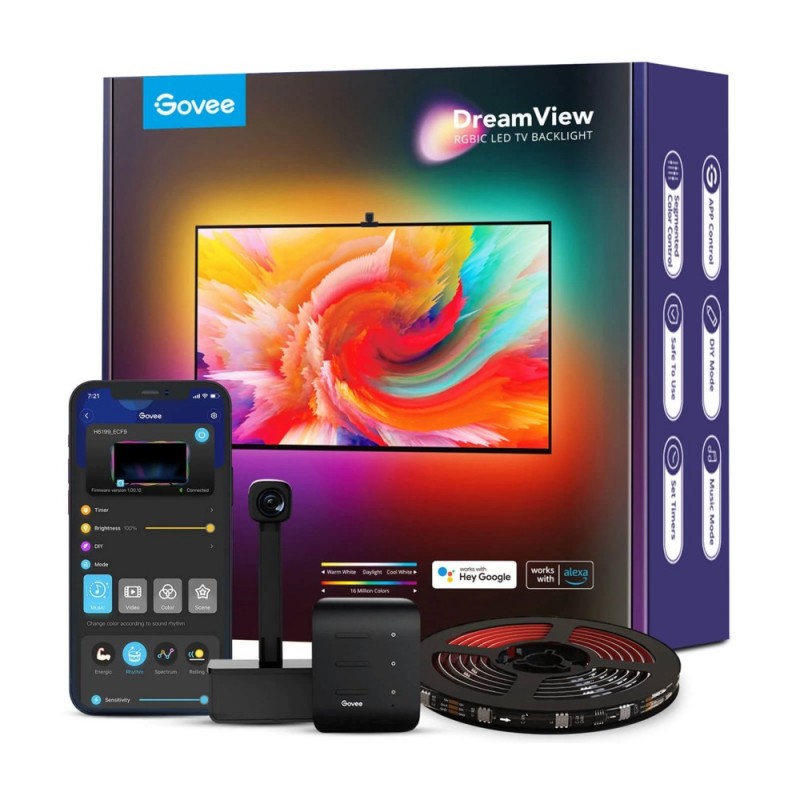 Govee H6199 TV backlight | Taśma LED | dla TV 75-85 cali, Wi-Fi, Bluetooth, RGBIC Govee H6199 TV backlight | Taśma LED | dla TV 75-85 cali, Wi-Fi, Bluetooth, RGBIC