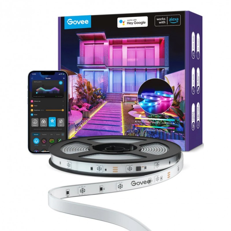 Govee H6172 Zewnętrzna 10m | Taśma LED | Wi-Fi, Bluetooth, RGBIC, IP65 Govee H6172 Zewnętrzna 10m | Taśma LED | Wi-Fi, Bluetooth, RGBIC, IP65