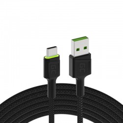 Кабель USB-А - USB-C Green Cell (120 cм, зелена підсвітка)