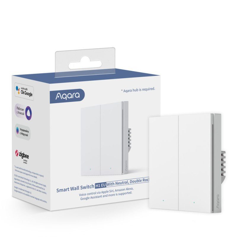 Przycisk ścienny Aqara Wall Double Switch H1 (podwójny, z neutral)