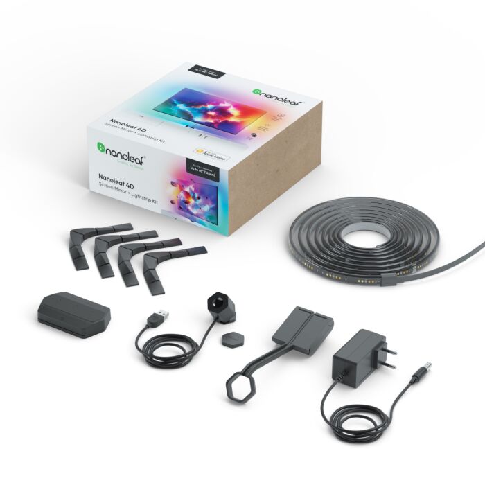 System inteligentnego podświetlenia ekranu TV do 85'' Nanoleaf 4D TV Screen Mirror Lightstrips Starter Kit (kamera, 5.2m taśmy LED)