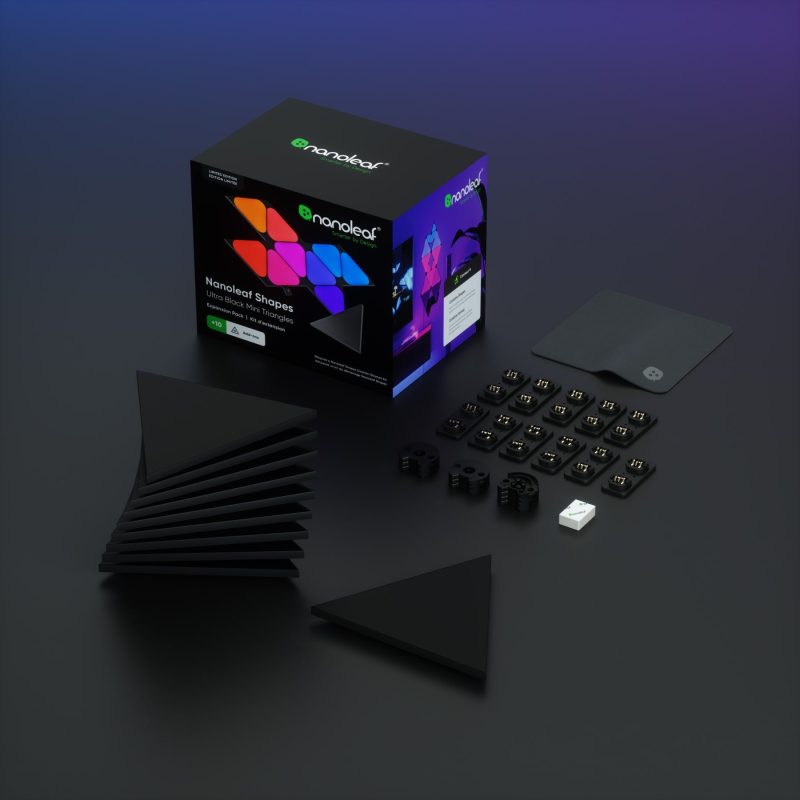 Dodatkowe panele świetlne Nanoleaf Shapes Mini Triangles (10 paneli świetlnych, ultra black)